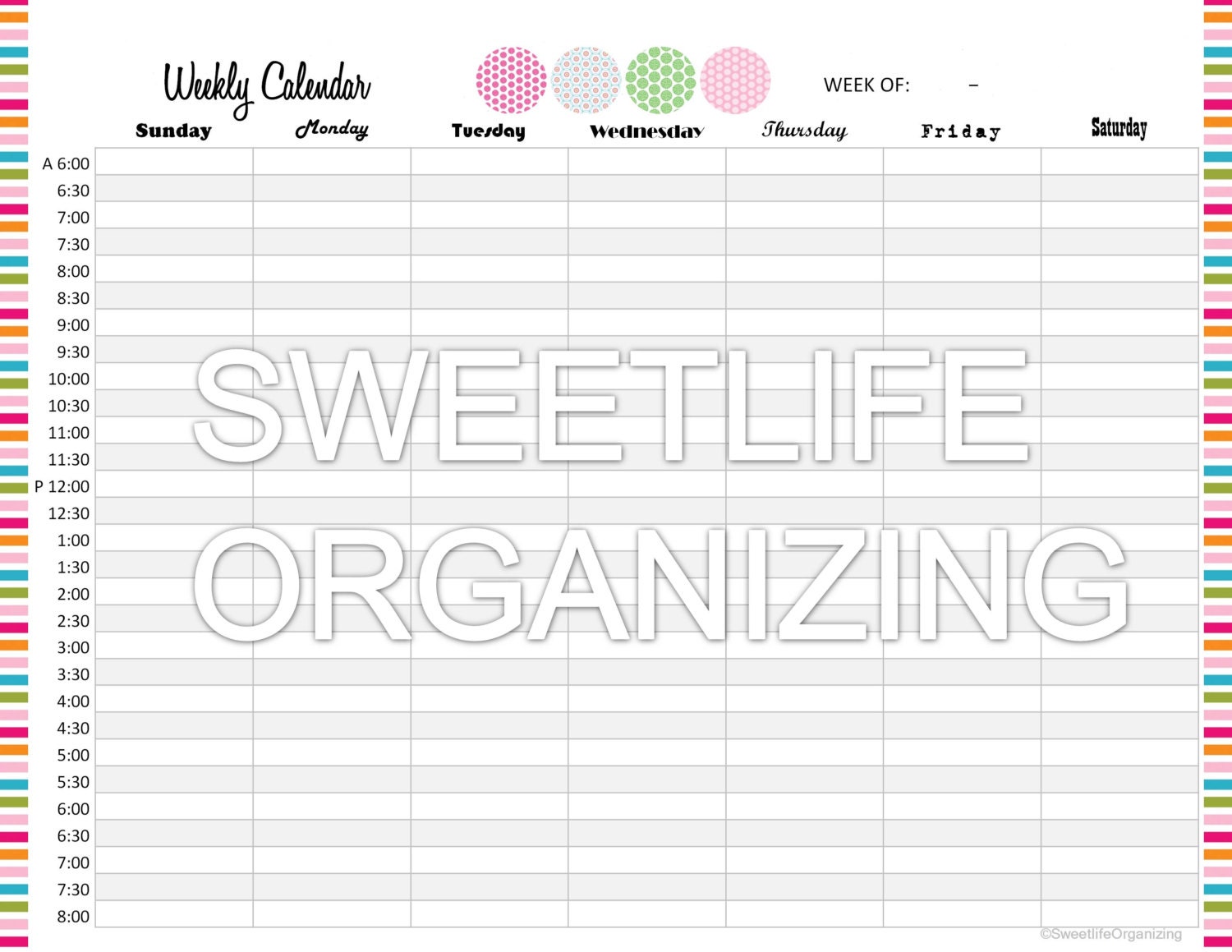 WEEKLY APPOINTMENT CALENDAR Organizing By SweetlifeOrganizing