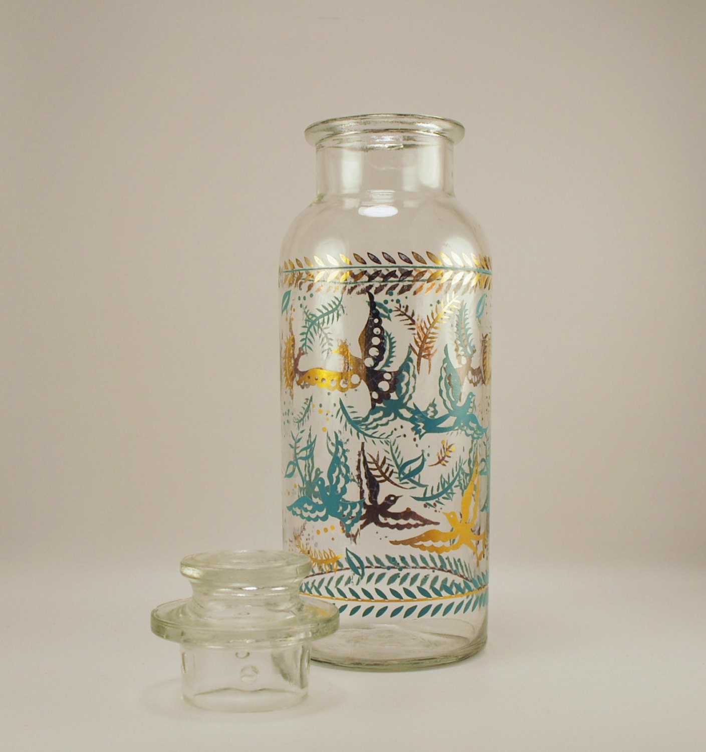 Mid Century Bath Salt Apothecary Glass Jar