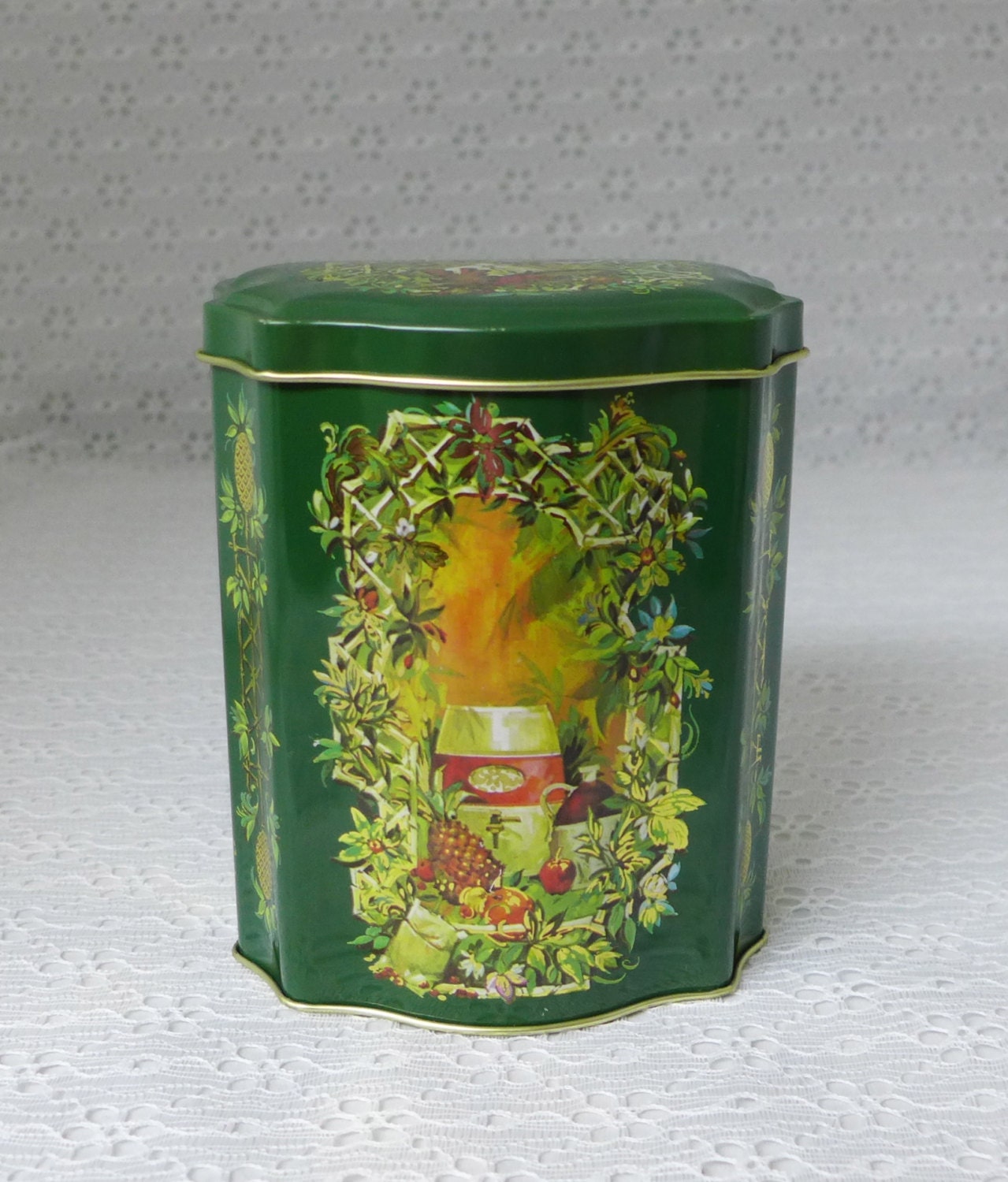 Green Woodland Tin, Vintage Avon Tin, Storage Container, Made in ...