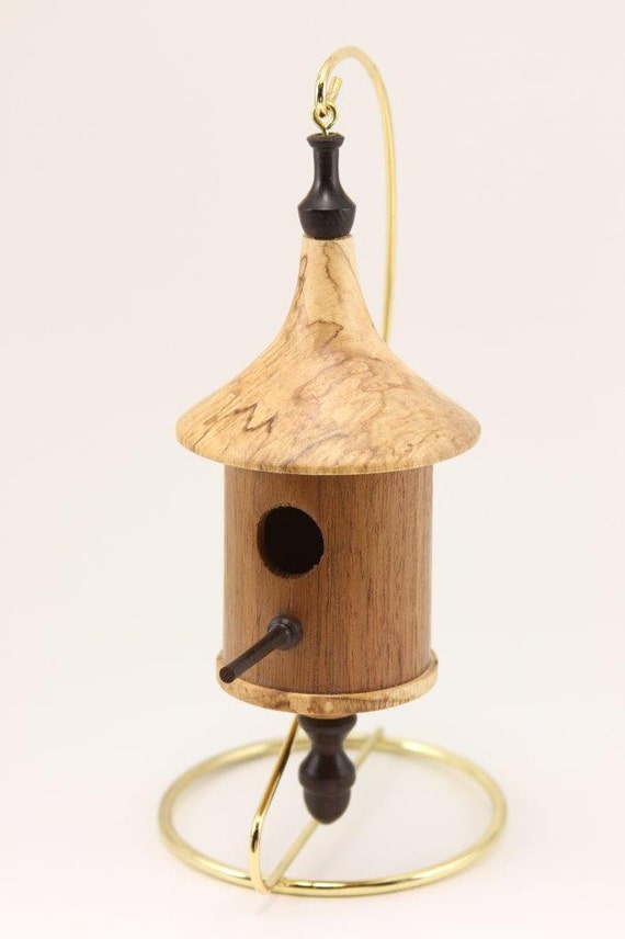 Wooden Small Wood Lathe Turned Bird House Turning with Spalted