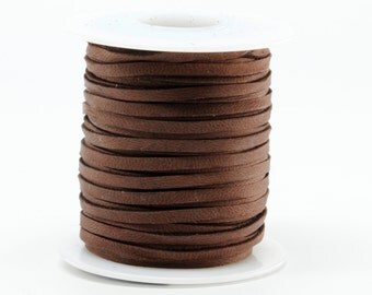 1/8 Inch 3MM Spool of Chocolate Brown Deerskin Leather Lace 50ft Roll