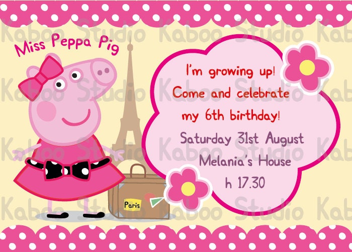 Printable Miss Peppa Pig Birthday Invitation by KabooStudio