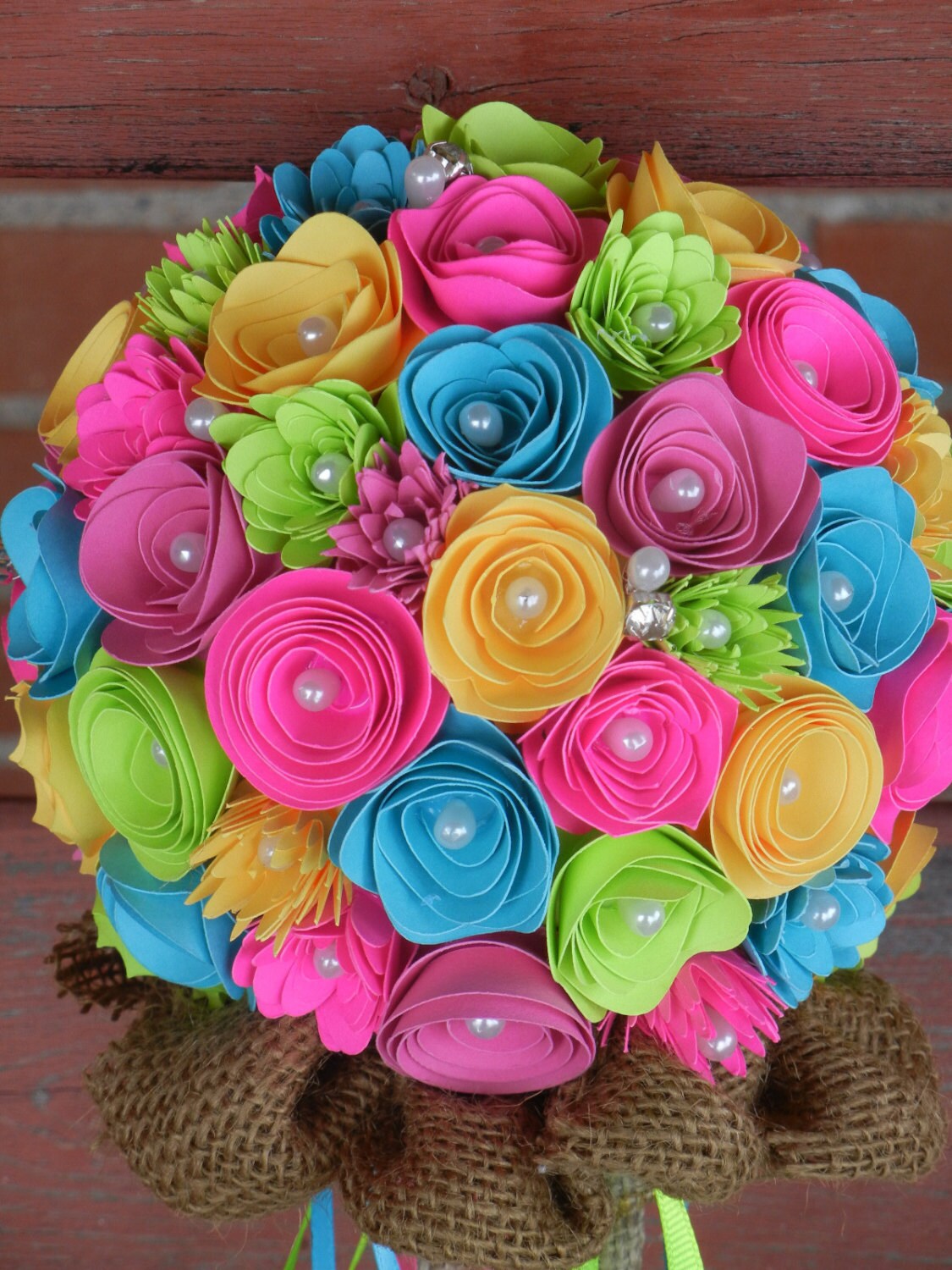 Medium Handmade Paper Wedding Bouquet By Amandasuniqueflowers