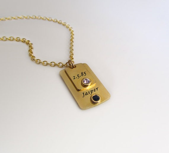 Personalized Necklace, Name and Date Necklace with Swarovski Crystal ...
