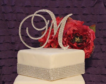 5" Monogram Wedding Cake Topper Initial with Swarovski Crystals in any letter A B C D E F G H I J K L M N O P Q R S T U V W X Y Z
