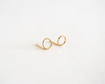Tiny Circle Stud Earrings, Gold Filled or Sterling Silver