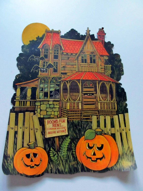 Vintage Hallmark Retro Halloween Die Cut Haunted by FallFantasy