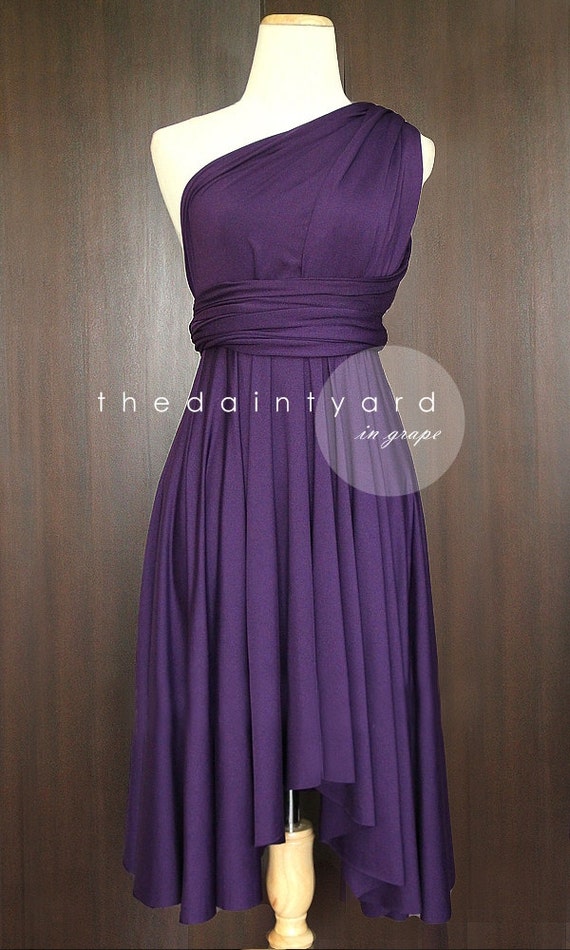 Grape Bridesmaid Convertible Dress Infinity Dress Multiway Dress Wrap Dress Royal Purple Dark Purple Deep Purple Knee Length Hi Low Hems