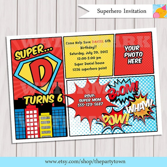 Personalized Superhero Birthday Invitations 6