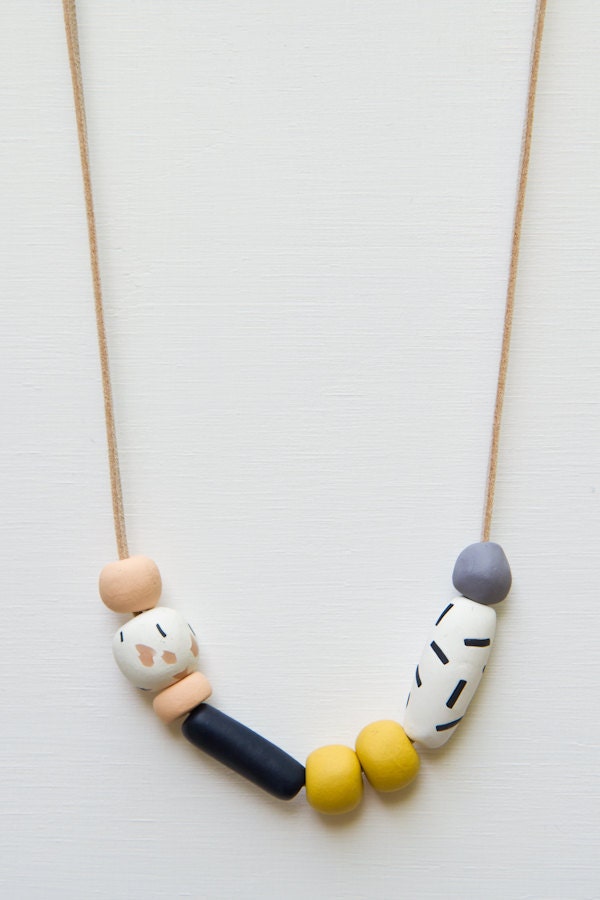 Handmade Clay Bead Necklace by jessinoonan on Etsy