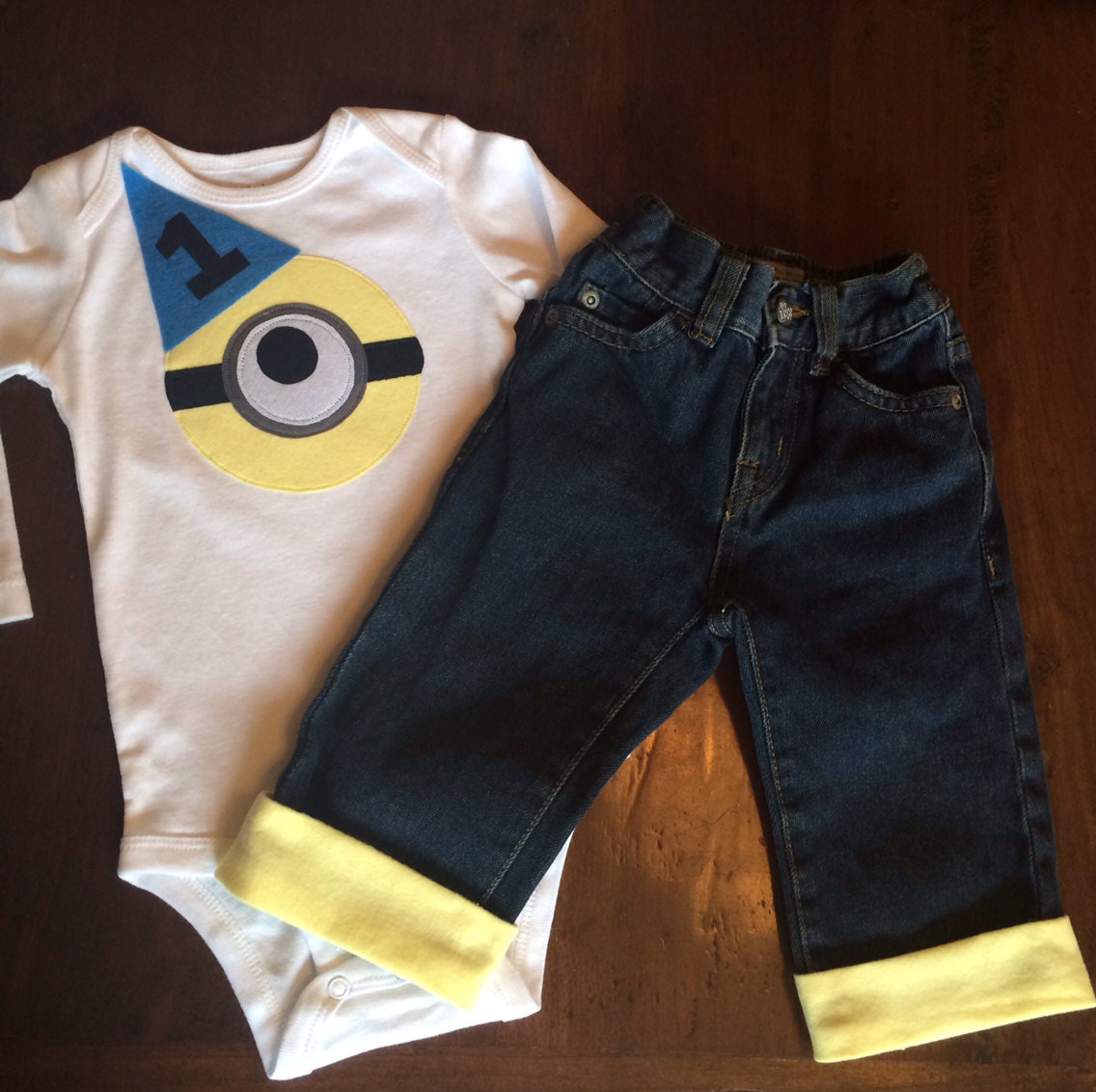 Minion 1st Baby Boy Jeans & shirt Despicable Me Baby Boy 1st