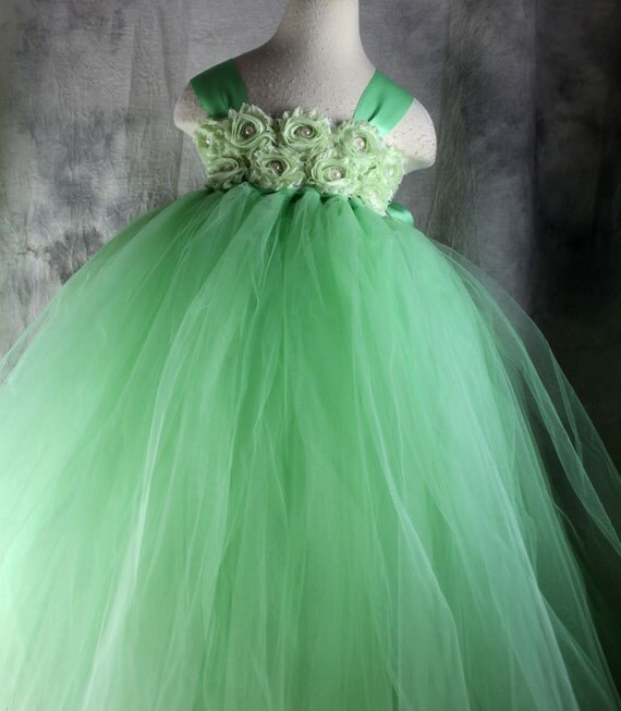 Mint Green Flower girl dress Tutu dress by vivilovelytutudress