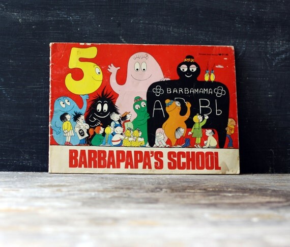 Vintage Kid's Book Barbapapa's School Seventies