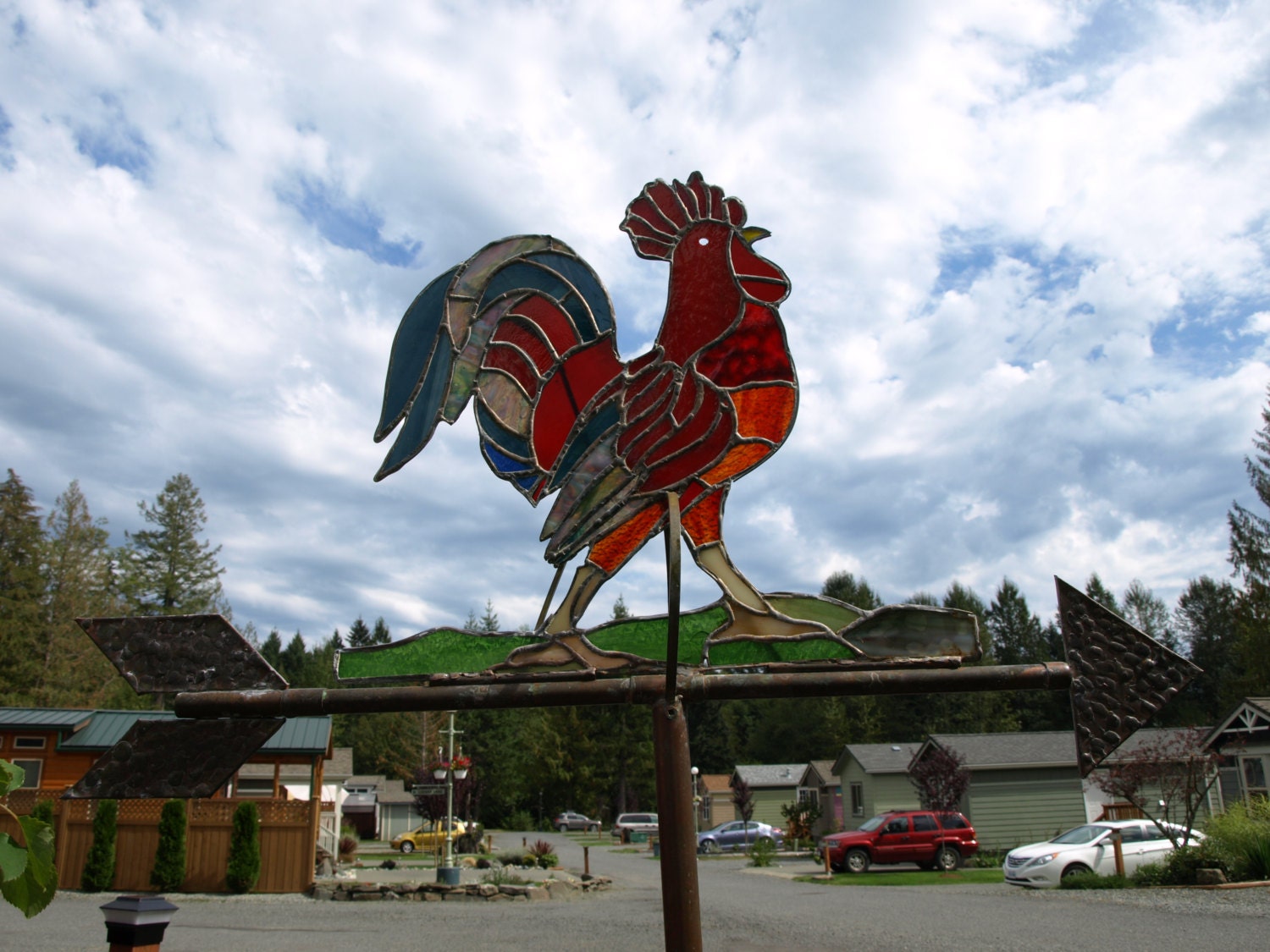 Stained Glass Rooster. Weather Vane by InspirationGlass on Etsy