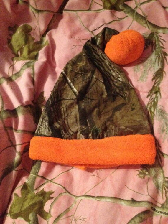 Items similar to Realtree Camo and blaze orange Santa Hat Christmas on Etsy