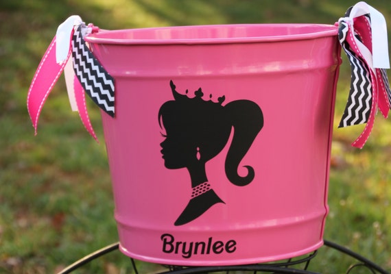Items similar to Personalized Easter Basket Barbie Princess Teen Tween Easter Bucket Monogrammed