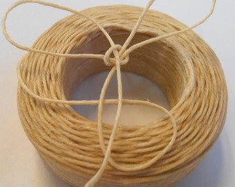 45 yd 3 ply WAXED Linen - NATURAL Bead Cord - Thread .4mm dia