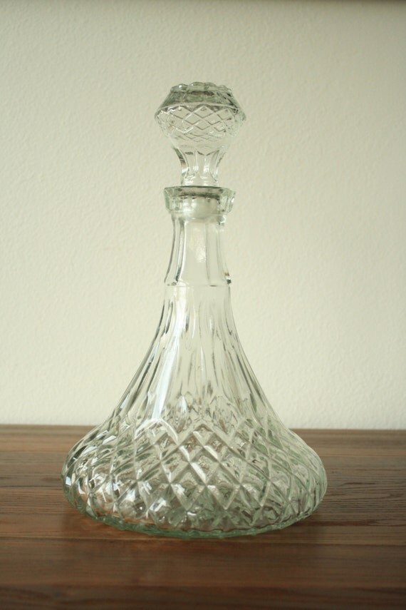 Items similar to Vintage Cut Glass Decanter Liquor Bottle on Etsy