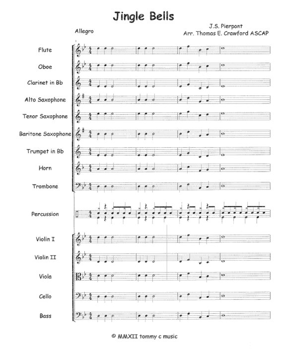 Jingle Bells Beginning Band Arrangement. Copy and Paste this