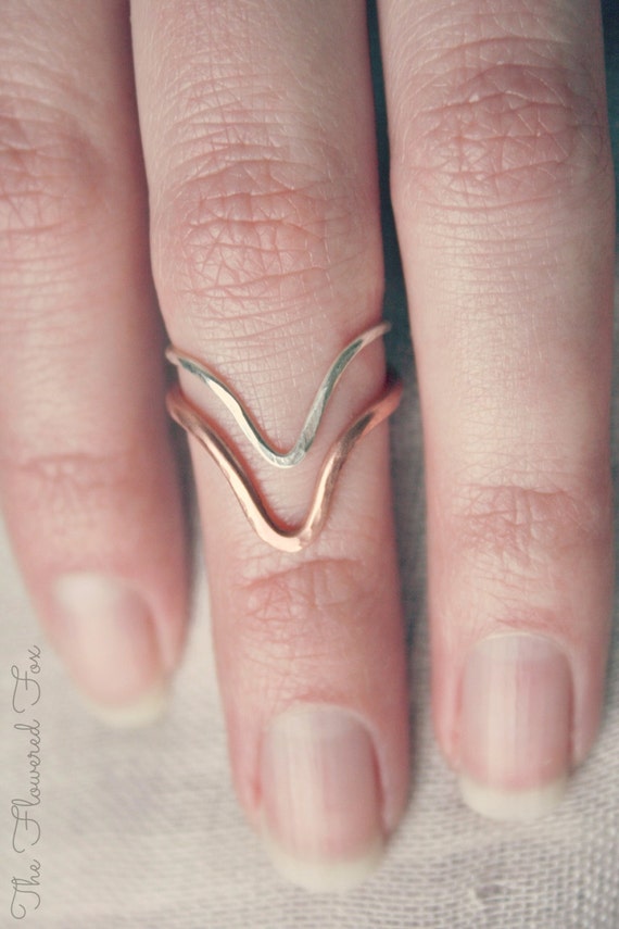 The Flowered Fox Chevron Ring Set of Two - 2 Midi Chevron Ring
