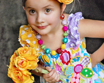 Made to match Tiered Dress by Palm Tree Princess Chunky Necklace for Girls