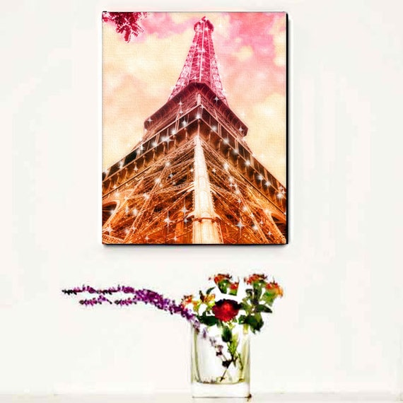 Eiffel Tower Canvas Wall Art Pink Paris Canvas Art Print