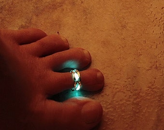 GLOW in the DARK TOE ring Sterling Silver Plated