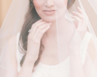Cap veil with drop veil art deco bridal cap veil circular drop veil ivory juliette cap veil round drop veil raw edge Ivory or white