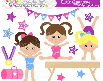 INSTANT DOWNLOAD, little tumblers clip art or girls gymnastics clip art for personal and commercial use
