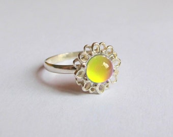 Mood Ring Sterling Silver 925 - 6 mm - High Quality - Daisy, Flower Mood Ring