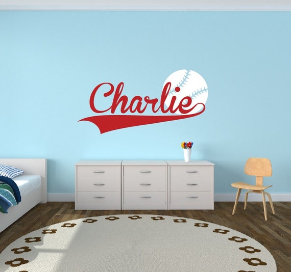 Personalized Baseball Name Decal Sports Decor Kids Room Teen