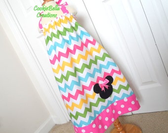 Minnie Mouse Pretty Pastel Rainbow Chevron Halter Pillowcase Dress