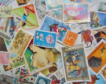 75 Vintage Worldwide Postage Stamps for Philately Crafts Decoupage Resin Art Pendant Art Some MINT Some Never Hinged