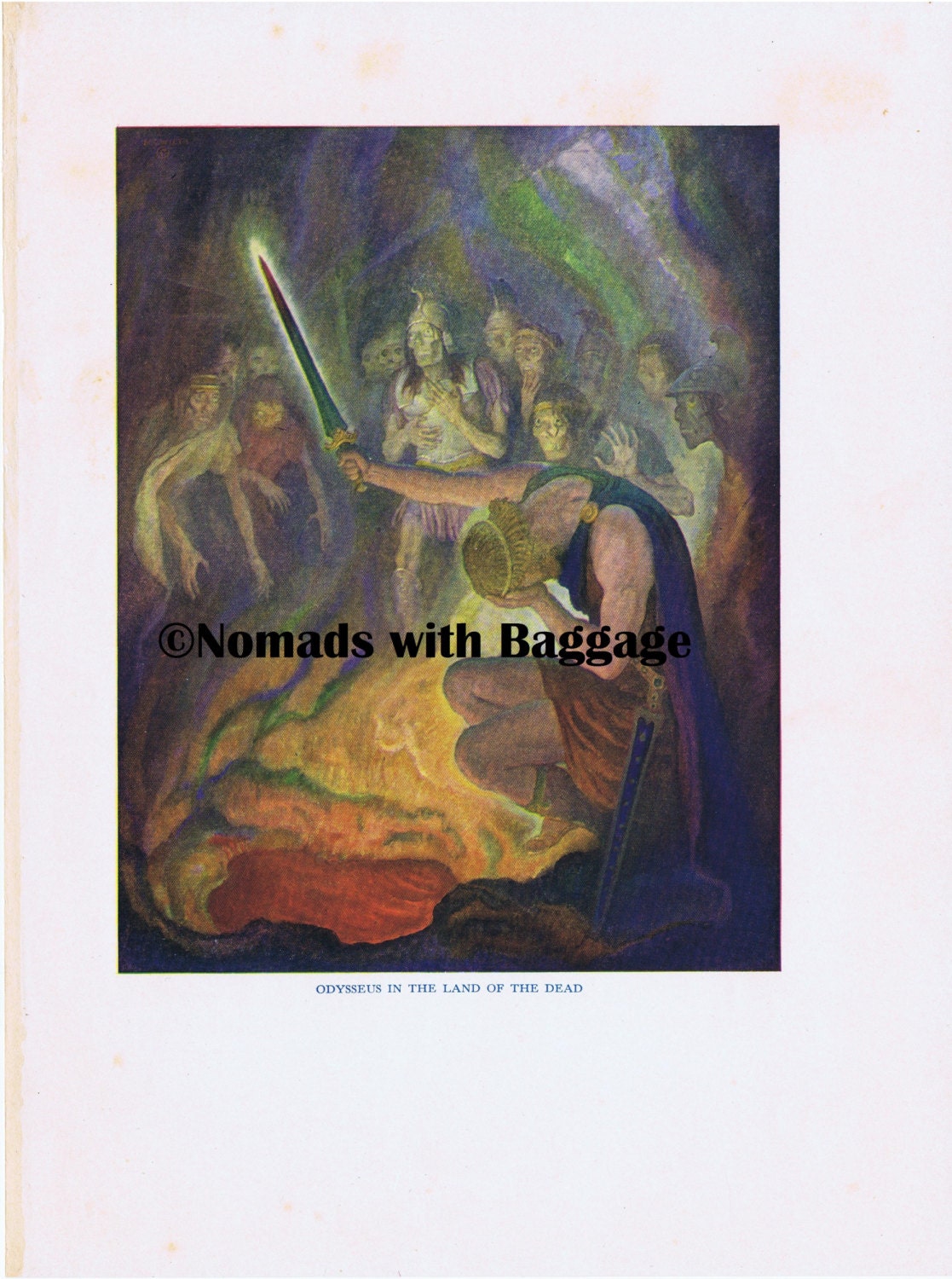 Odysseus in the Land of the Dead Odyssey Book Plate 1920's / 1930's
