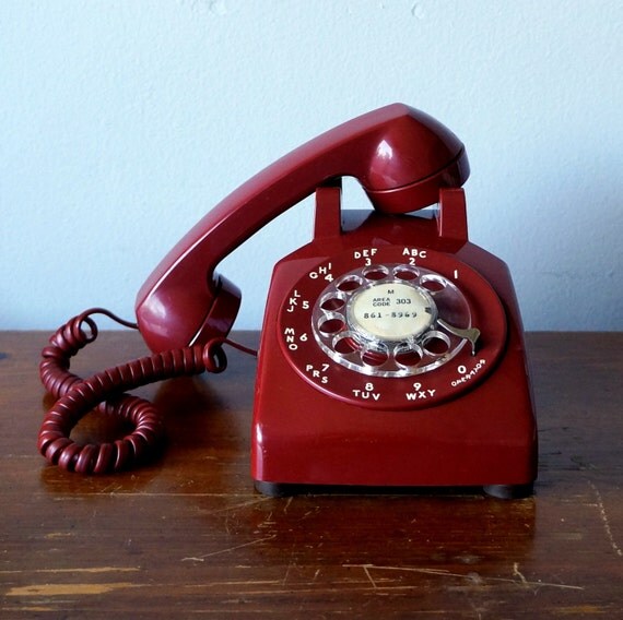 RESTORED 1971 vintage rotary phone CHERRY RED Western