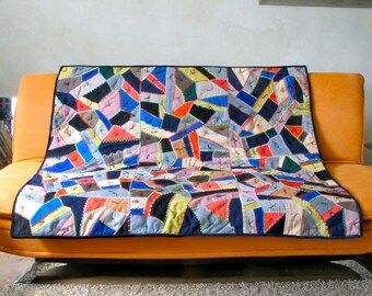 Restored Crazy Quilt Wool Fabrics Fabulous Decorative Stitching