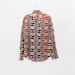 vintage 70s mens shirt / plaid patwork print