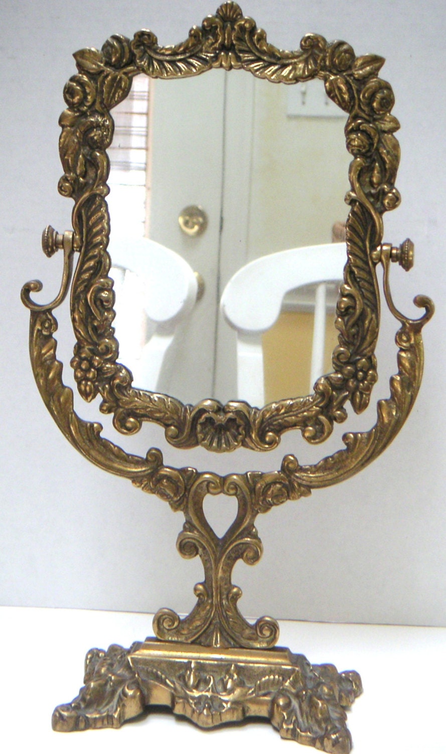 Vintage Brass Dresser/Vanity Mirror Swivel MirrorHome by QVintage