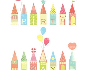 Birthday Houses Clipart Decoration Party Decor Birthday Houses Clipart Decoration Party Decor