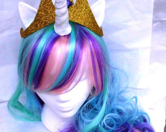 Unicorn Wig, Unicorn Costume, Princess Celestia, MLP Costume My Little Pony , my little pony cosplay Pony, Unicorn Wig, Unicorn Costume