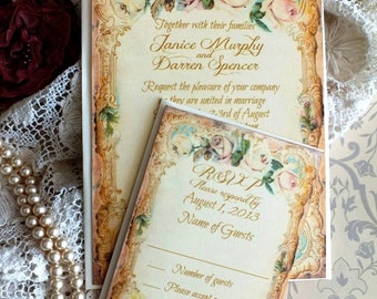 Vintage Wedding Invitations Etsy 10