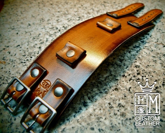 Leather cuff Bracelet watchband Vintage Johnny Depp style wristband Custom Made for YOU in NYC by Freddie Matara!