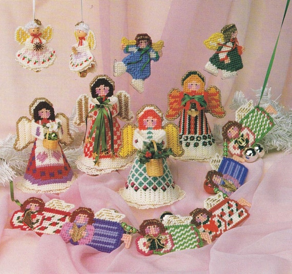 Items similar to Christmas Angels Plastic Canvas Patterns - Ornaments ...