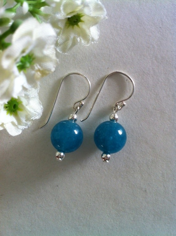 Greenish Blue Natural Amazonite Dangle Earrings by SwamiJewelry