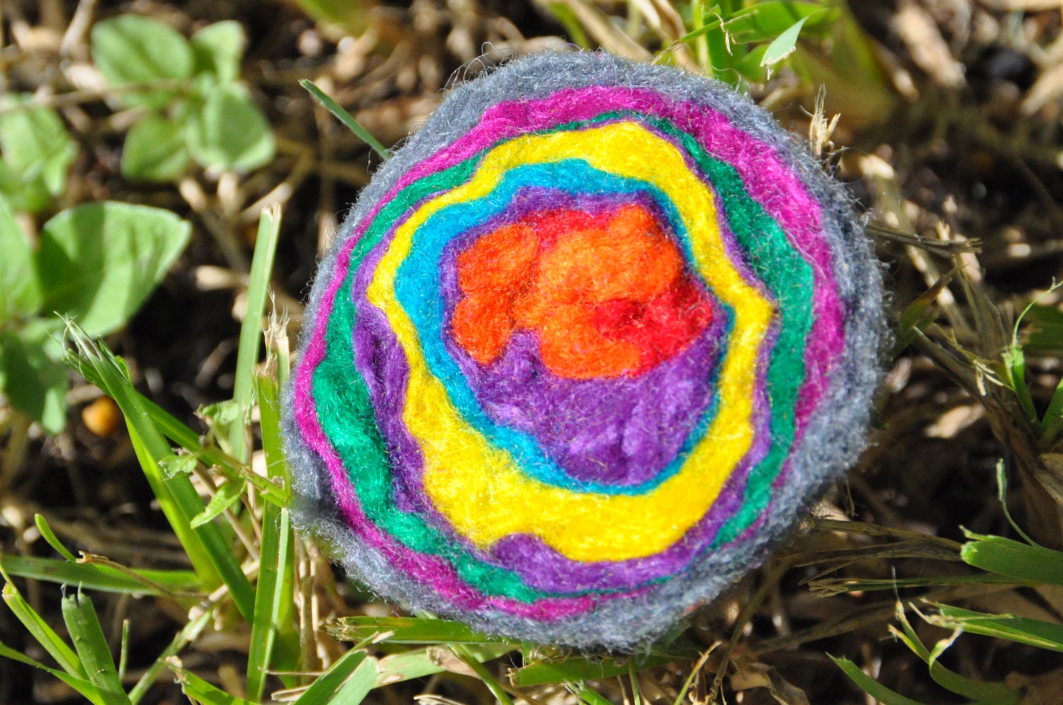 Felt Geode Rainbow Rock Wet Felted Multicolor by LittleHandsOn