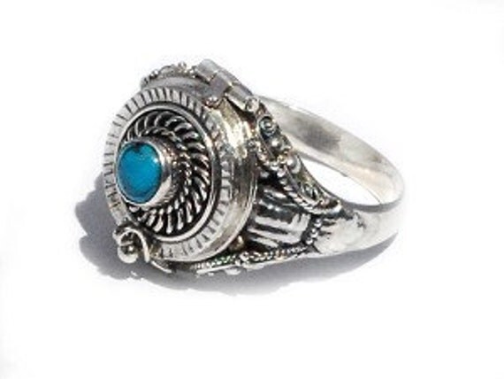 Sterling Silver Poison Ring with Genuine Turquoise