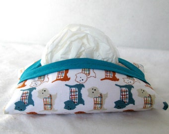 Tissue Holder Dogs Pocket Travel Size Teal