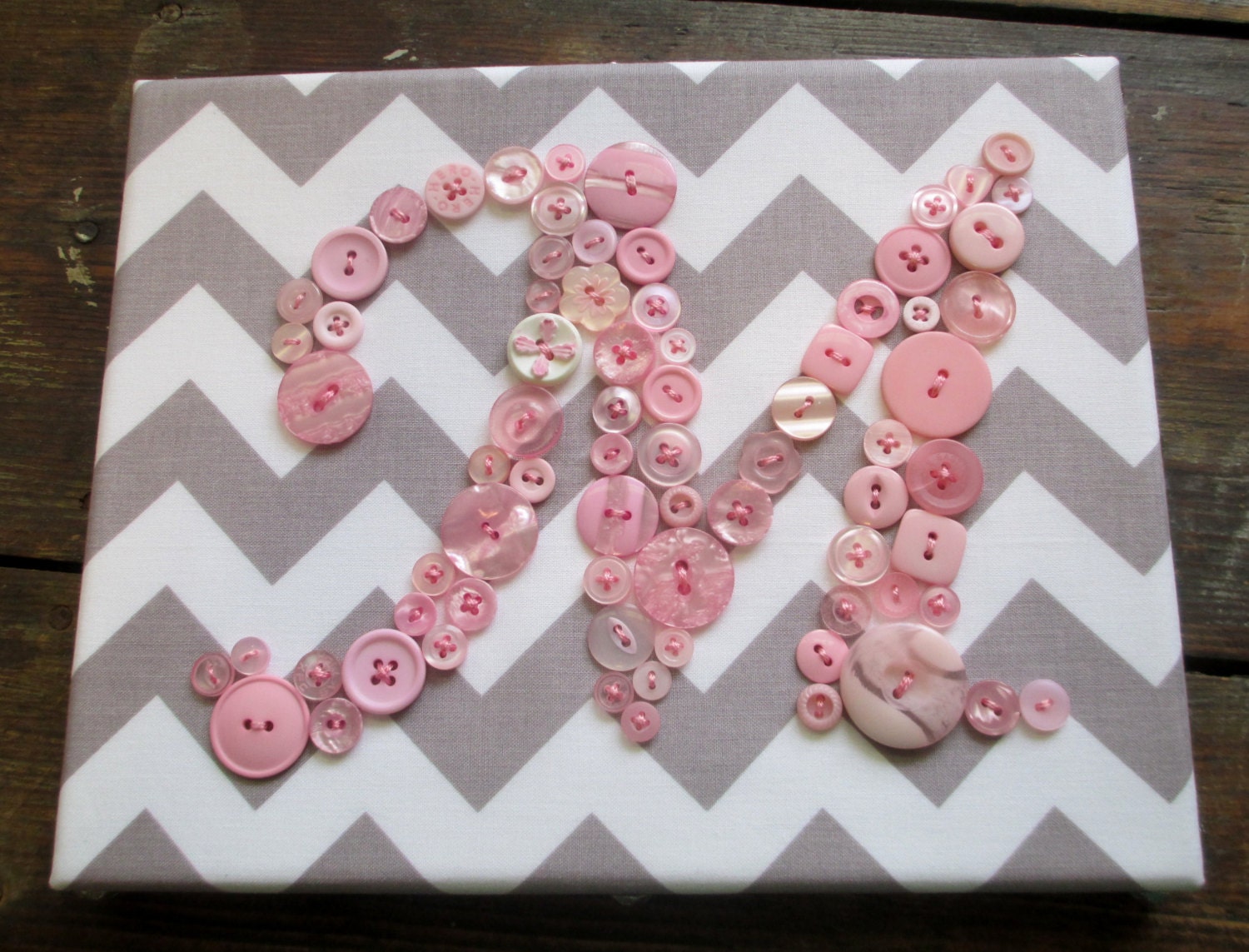 Baby Girl Nursery Pink Button Letter 'M' Monogram on