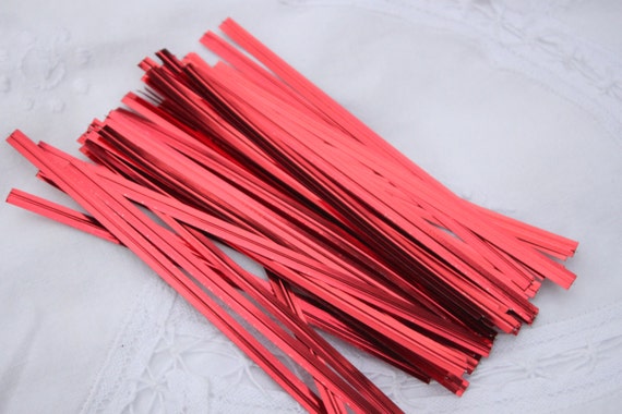 Shiny Red twist ties, pack of 50 gift wrap, packaging Il_570xn