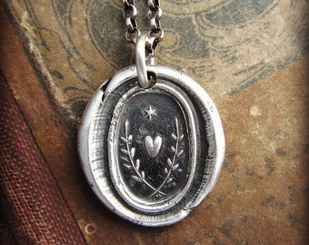 True Love Guides Me Wax Seal Pendant Necklace - Love Necklace - Love Guides the Way - E2160